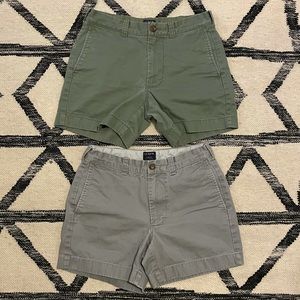 (2) J. Crew Short *5” - 28W, Grey & Green
